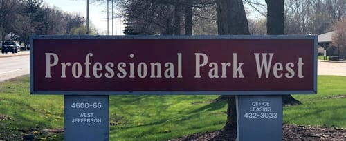 Professional Park West sign